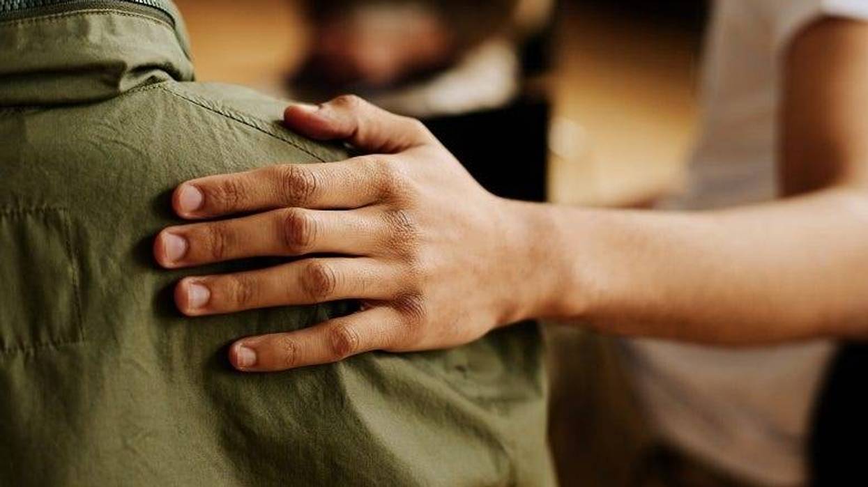 hand on back