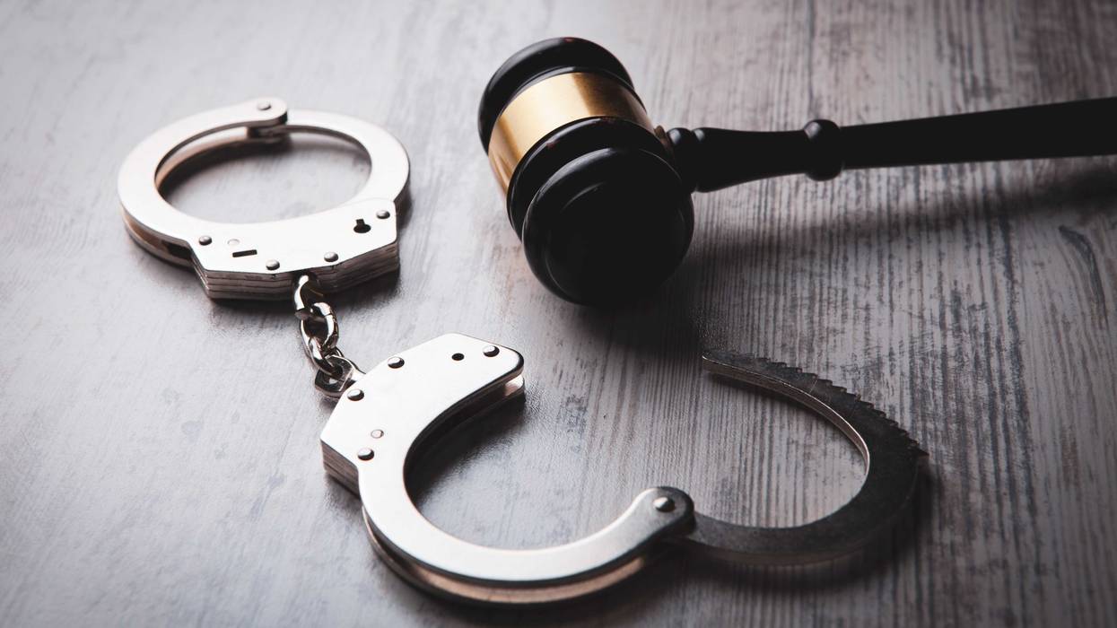 Handcuffs and gavel
