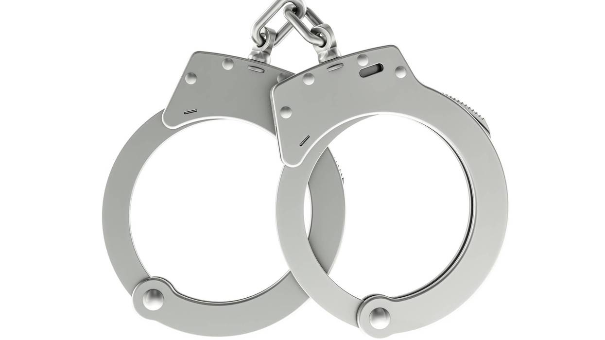 Handcuffs, top view. 3D rendering