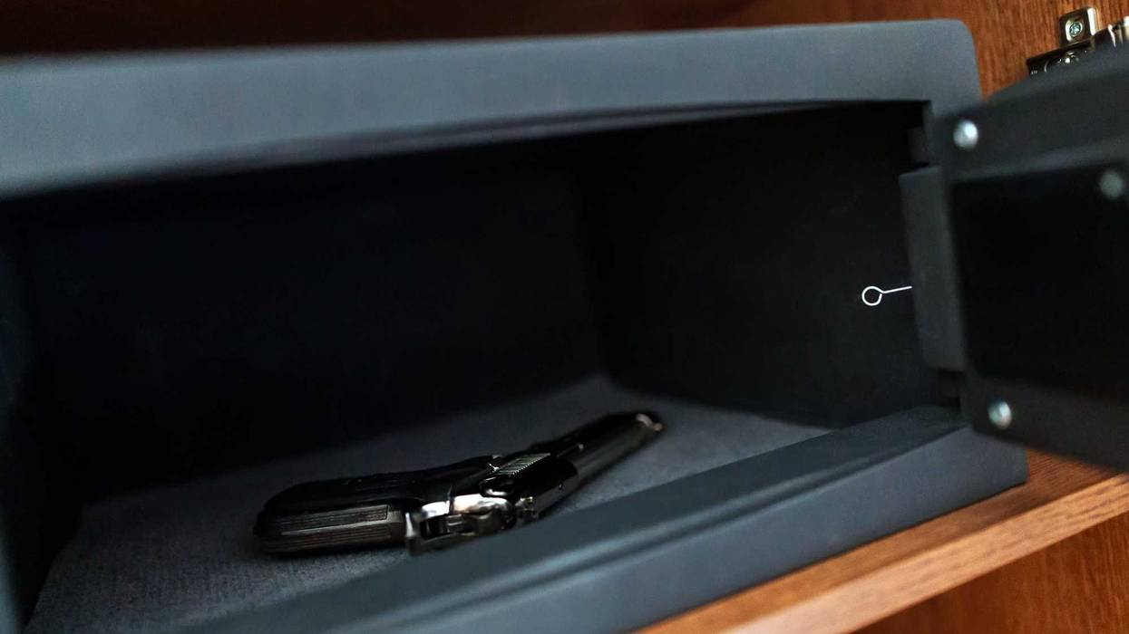 Handgun lying in a gun safe.