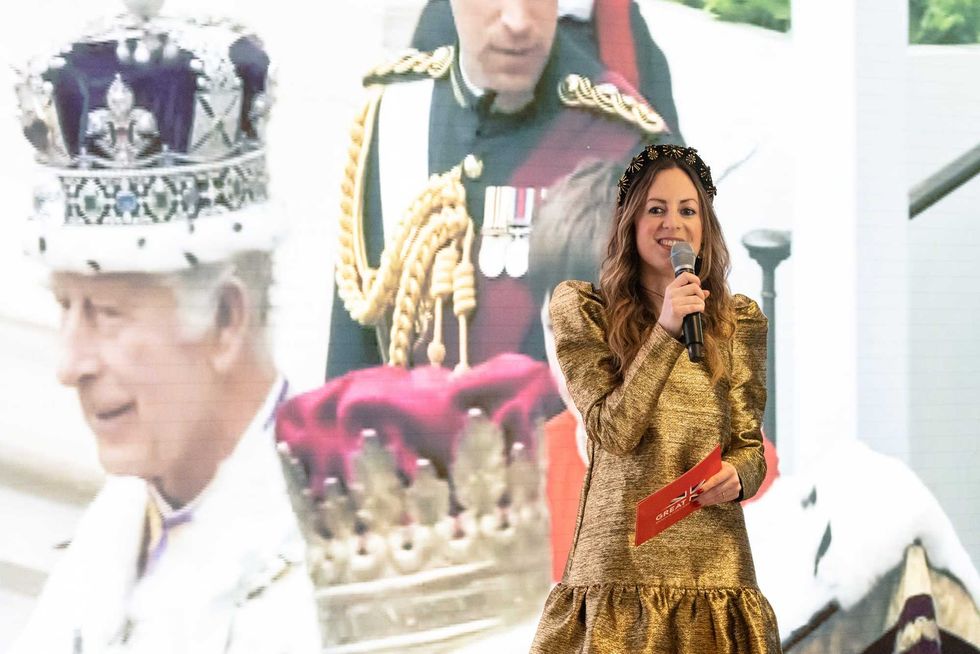 Hannah Young, British Deputy Consul General to New York, speaks during the Coronation party at Lincoln Center on May 6, 2023 in New York City.