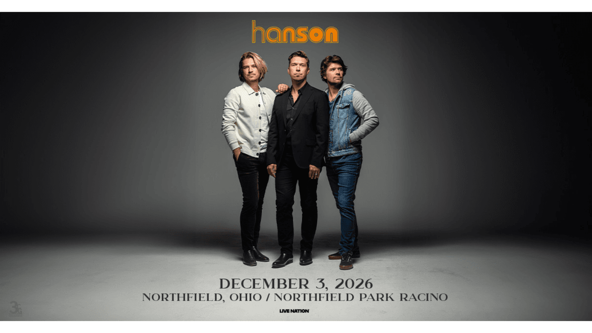 Hanson concert poster with the three band members. Dec 3, 2026, Northfield, Ohio.