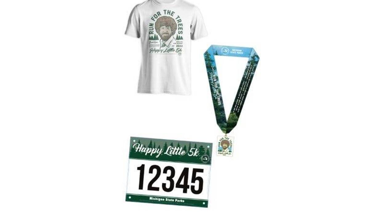 Happy Little 5K shirt, medal and tag