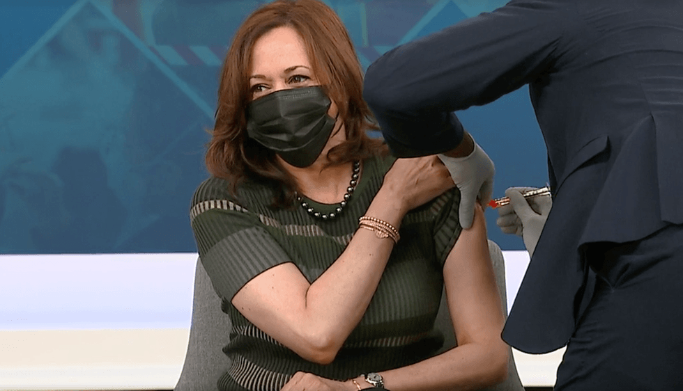 Harris getting her booster shot