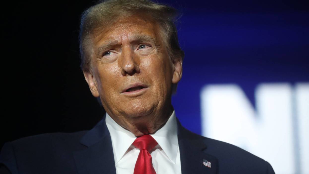 HARRISBURG, PENNSYLVANIA - FEBRUARY 09: Republican U.S. presidential candidate and former President Donald Trump arrives at the National Rifle Association presidential forum at the Great American Outdoor Show on February 09, 2024 in Harrisburg, Pennsylvania. Trump used the opportunity to emphasize his support of gun rights as the campaign moves to South Carolina and its February 24 GOP primary.
