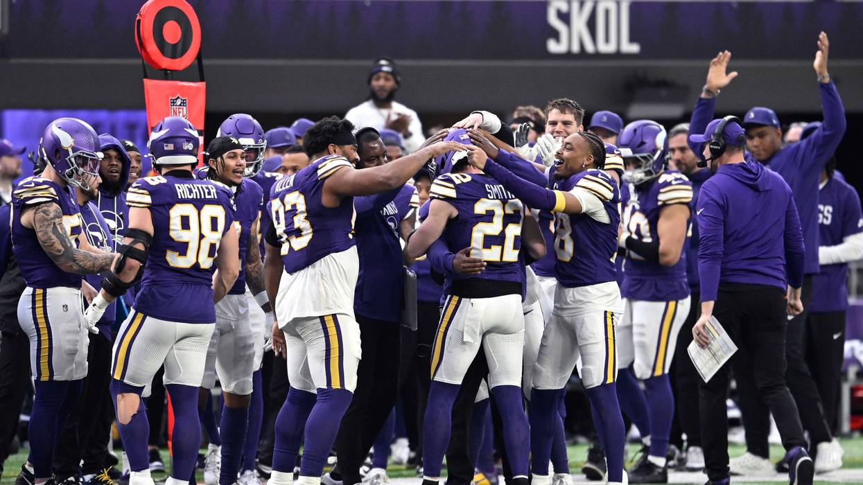 Harrison Smith #22 of the Minnesota Vikings checks out of the game during the fourth quarter against the Green Bay Packers at U.S. Bank Stadium on January 04, 2026 in Minneapolis, Minnesota.