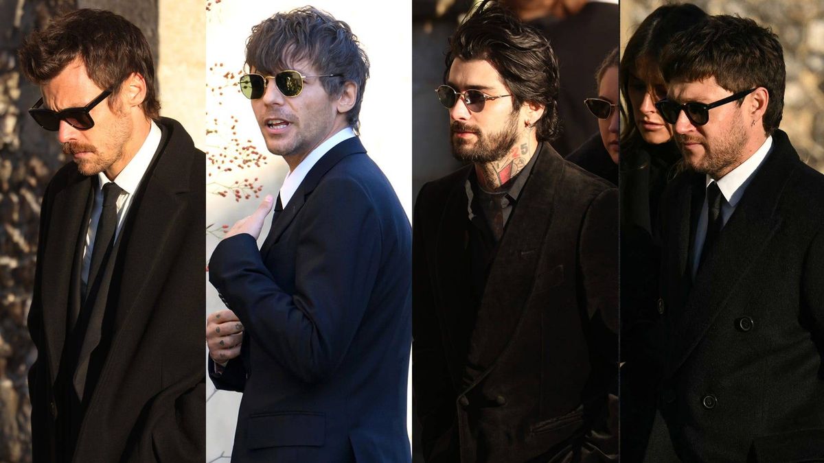 Harry Styles, Louis Tomlinson, Zayn Malik and Nial Horan attending Liam Payne's funeral