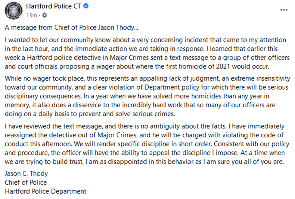 Hartford police statement