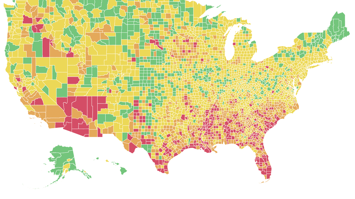 Harvard Color-Coded Covid Map