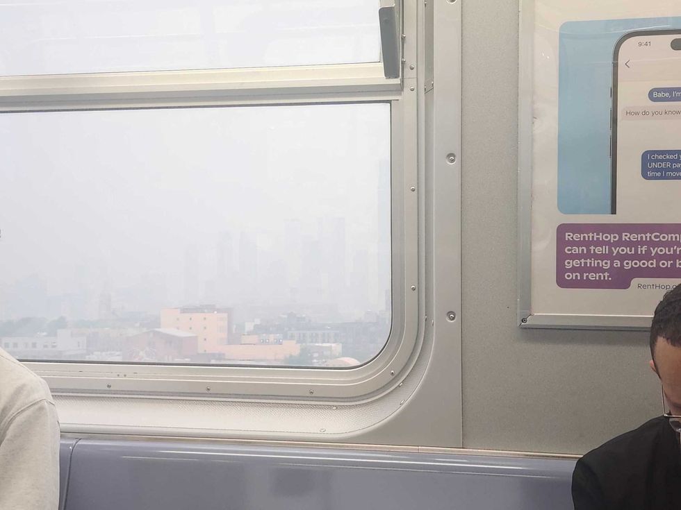 Hazy conditions settle over the Manhattan skyline Tuesday afternoon.