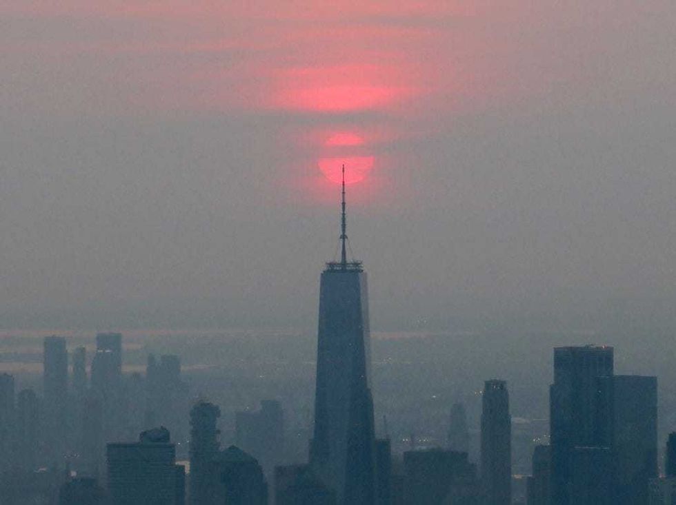 Hazy NYC skyline