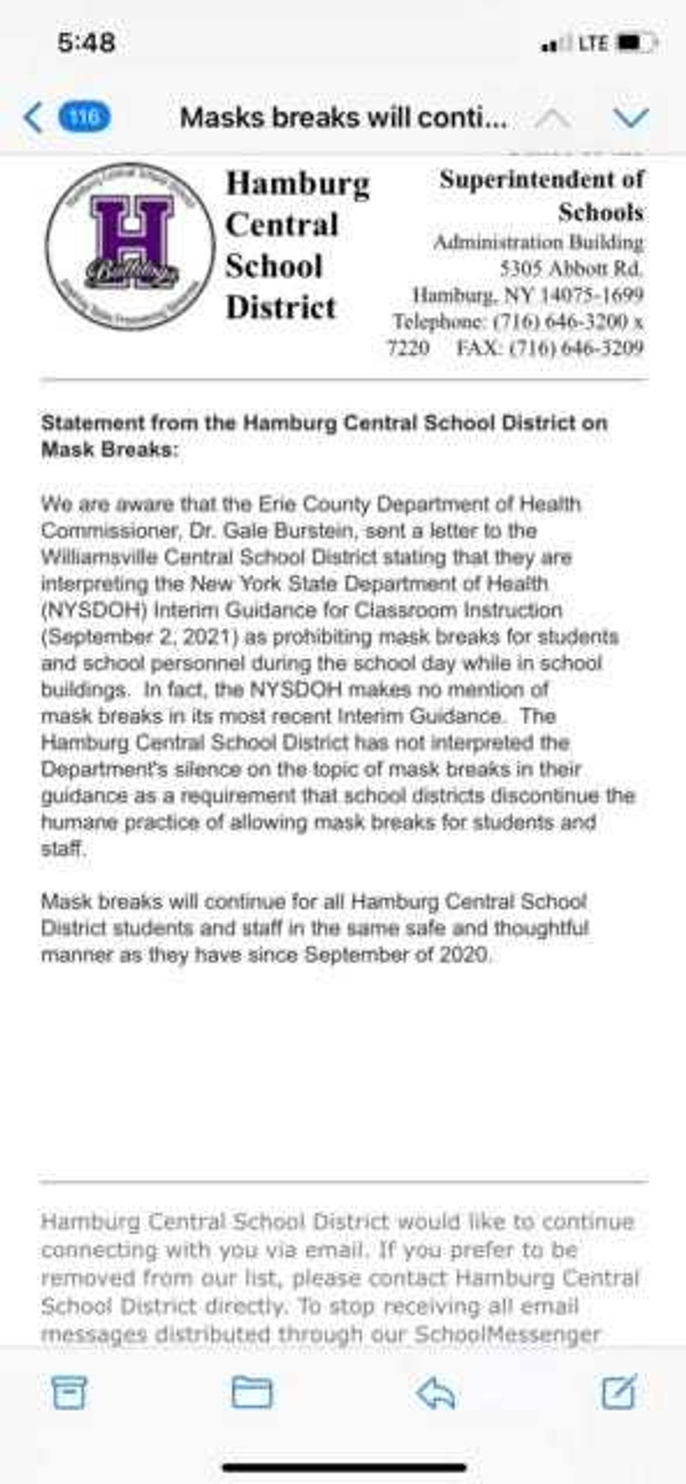 HCSD letter