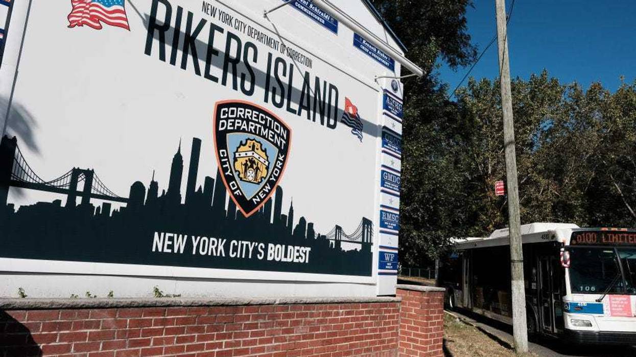 he entrance to Rikers Island, home to the main jail complex, is shown from the Queens borough as shown on October 19, 2021 in New York City.