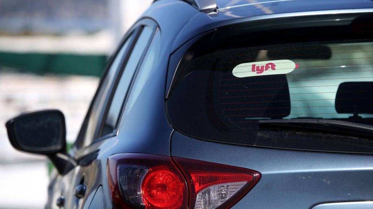 he Lyft logo is displayed on a car on March 11, 2019 in San Francisco, California.