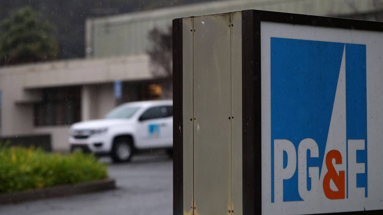 he Pacific Gas & Electric (PG&E) logo is displayed on a sign in front of the PG&E Service Center on January 15, 2019 in San Rafael, California.