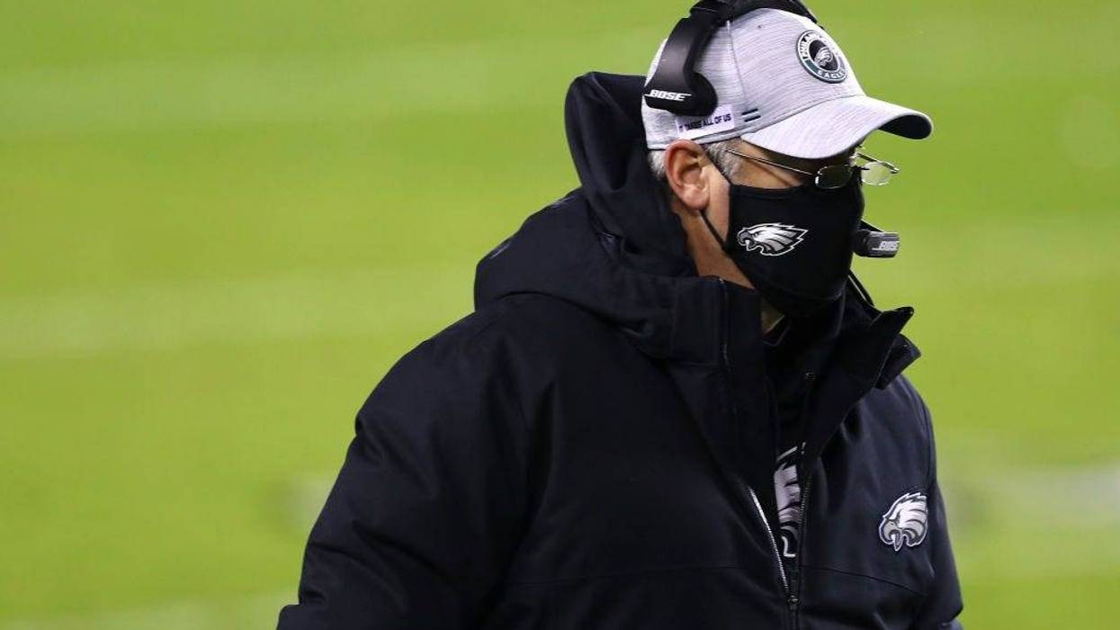 Head coach Doug Pederson of the Philadelphia Eagles looks on