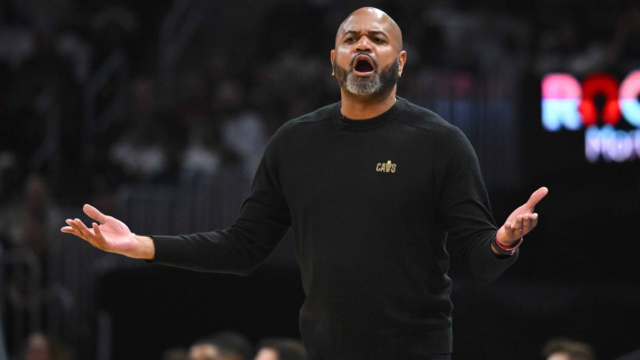 Head coach J.B. Bickerstaff of the Cleveland Cavaliers reacts during the first quarter of game one of the Eastern Conference First Round Playoffs against the Orlando Magic at Rocket Mortgage Fieldhouse on April 20, 2024 in Cleveland, Ohio.