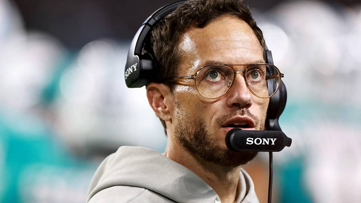 Head coach Mike McDaniel of the Miami Dolphins looks on against the Baltimore Ravens during the first quarter in the game at Hard Rock Stadium on October 30, 2025 in Miami Gardens, Florida.