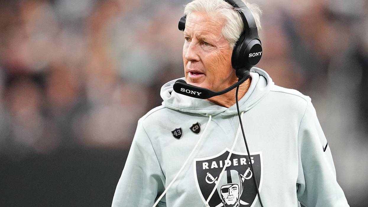 Head coach Pete Carroll of the Las Vegas Raiders looks on during the second quarter in the game against the Jacksonville Jaguars at Allegiant Stadium on November 02, 2025 in Las Vegas, Nevada.