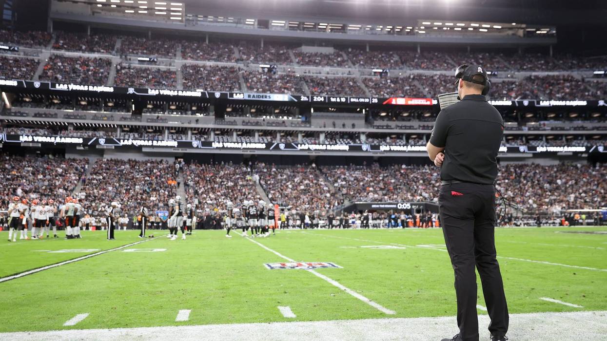 Head coach Zac Taylor of the Cincinnati Bengals watches from the sidelines while playing the Las Vegas Raiders at Allegiant Stadium on November 21, 2021 in Las Vegas, Nevada.