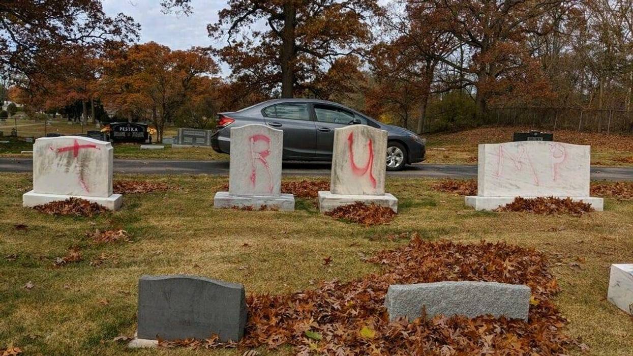 headstones vandalized with MAGA, Trump in Grand Rapids