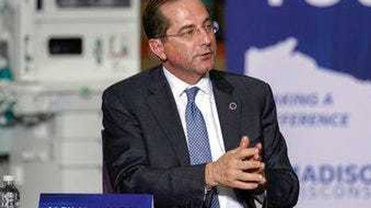 Health and Human Services Secretary Alex Azar speaks during a visit to the GE Healthcare manufacturing facility Tuesday April 21, 2020, in Madison, Wis. (AP Photo/Morry Gash)