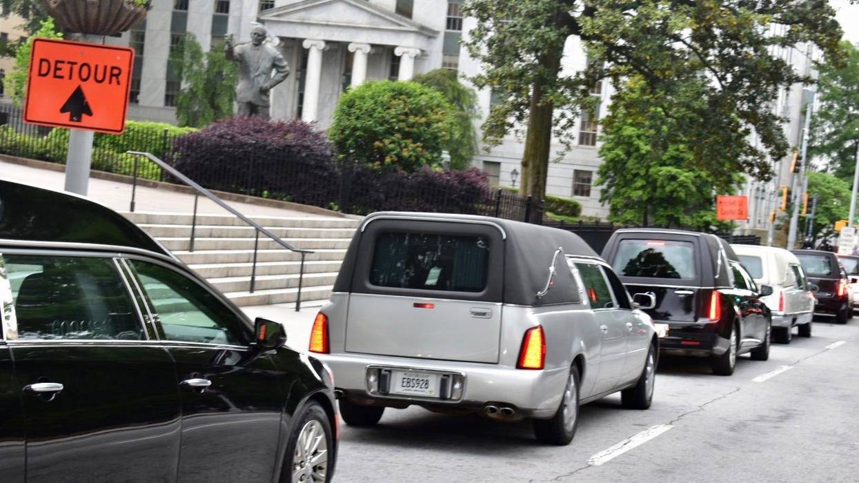 Hearses from various Atlanta funeral homes were at the GA Capitol Thursday to protest "reopening of Georgia" during the COVID-19 pandemic