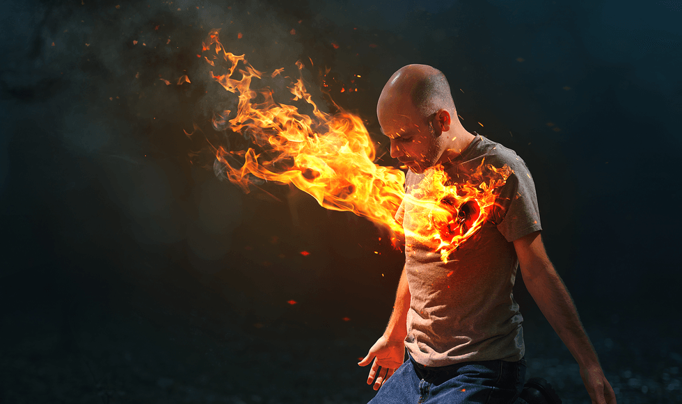 Heart on fire - stock photo (Getty Images)