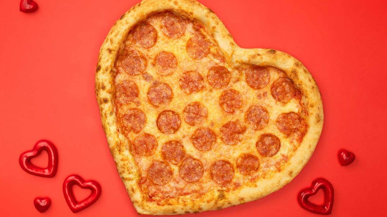 heart-shaped pizza