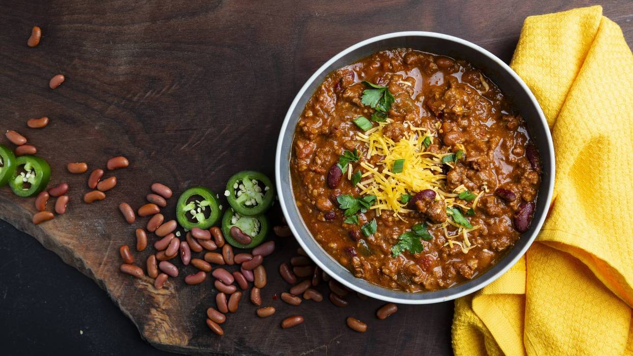Hearty Homemade Beef Chili on Rustic Wooden Table