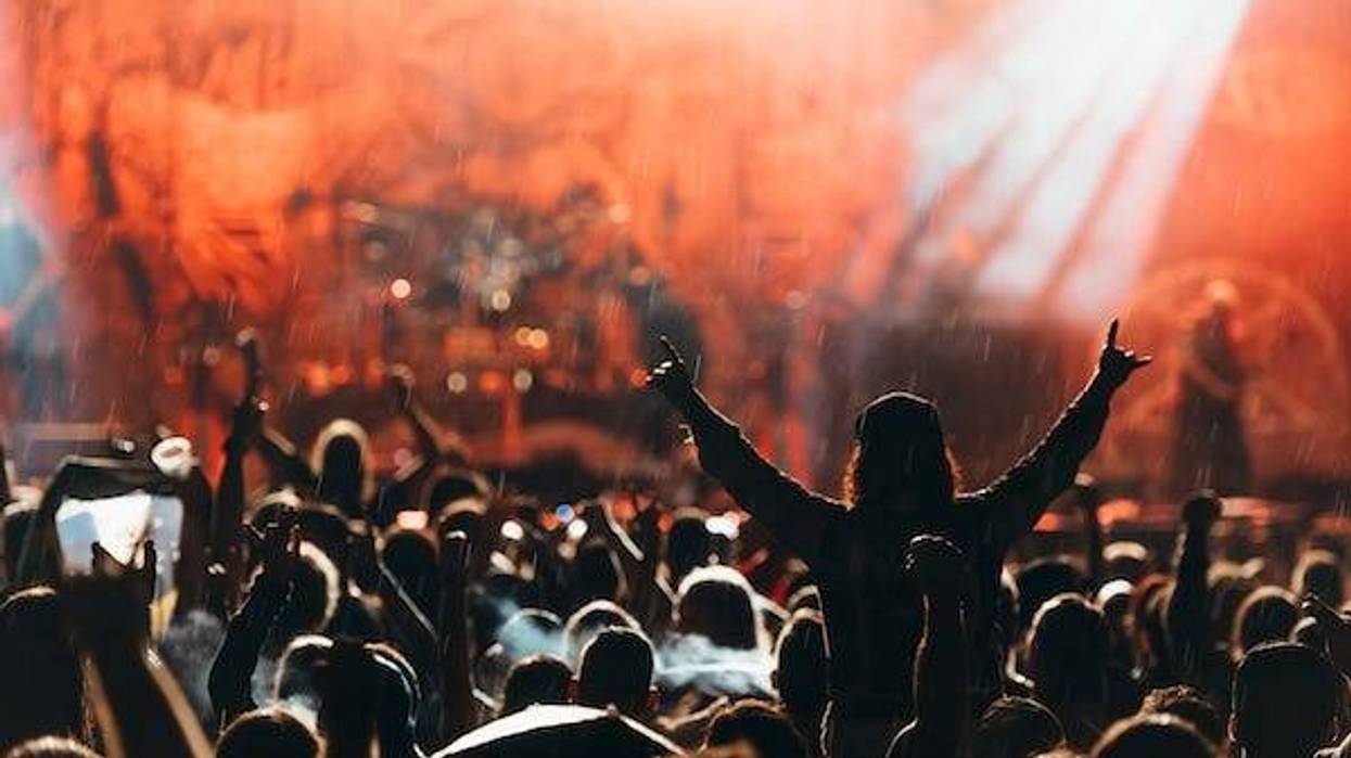 Heavy metal fans during concert