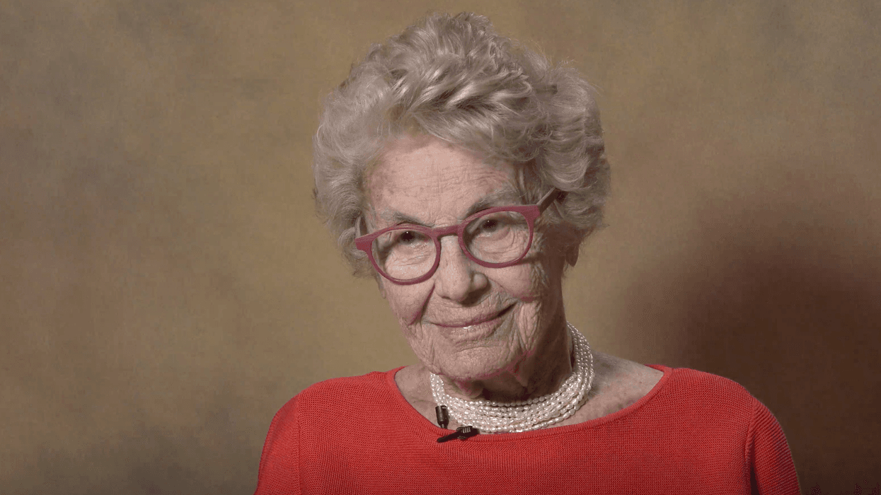 Hedda Kleinfeld Schachter, who was a Holocaust survivor, is seen during an oral history interview she did with the U.S. Holocaust Memorial Museum in 2019