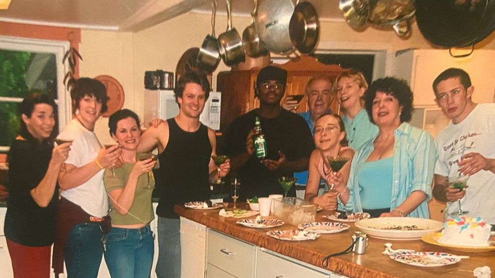 Hedgerow residents and staff at Hedgerow House. Susan Wefel and Penelope Reed are second and third from right, respectively.