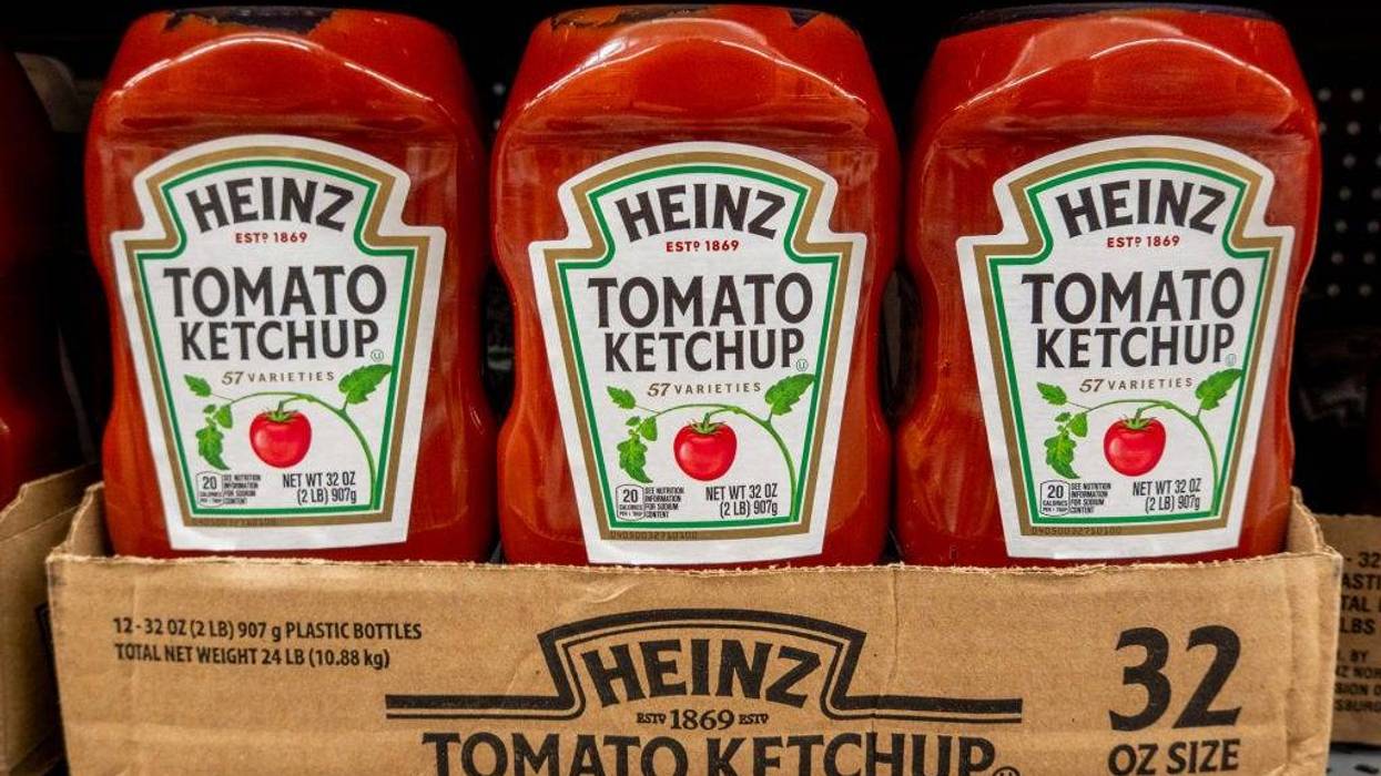 Heinz ketchup is displayed on shelves at a Walmart Supercenter