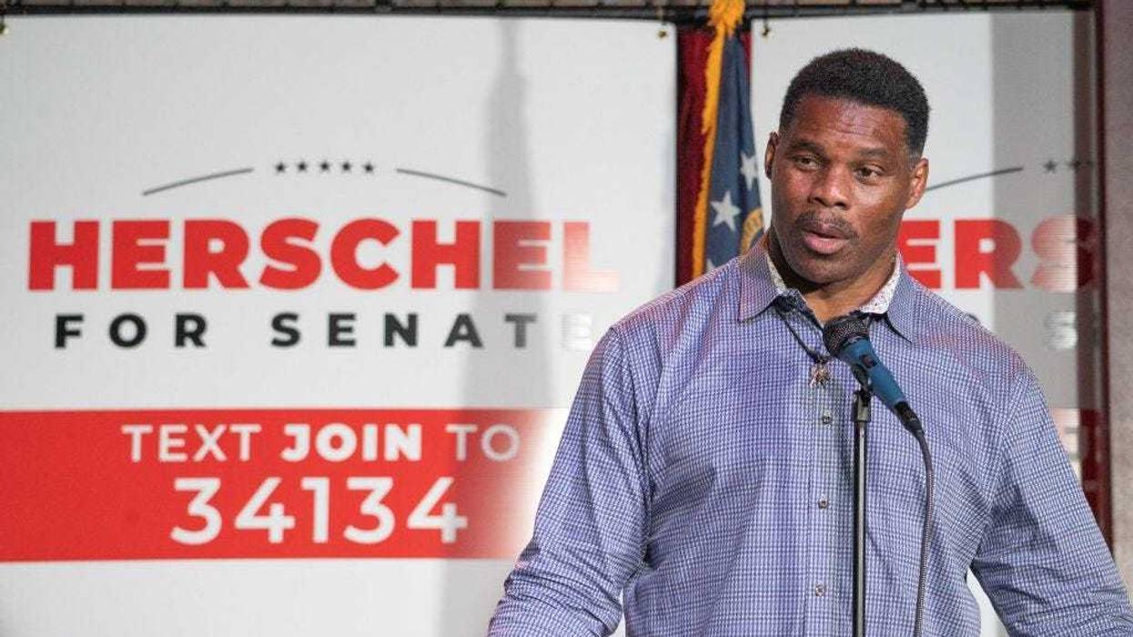 Heisman Trophy winner and Republican candidate for US Senate Herschel Walker speaks at a rally on May 23, 2022 in Athens, Georgia. Tomorrow is the Primary Election Day in the state of Georgia. (Photo by Megan Varner/Getty Images)