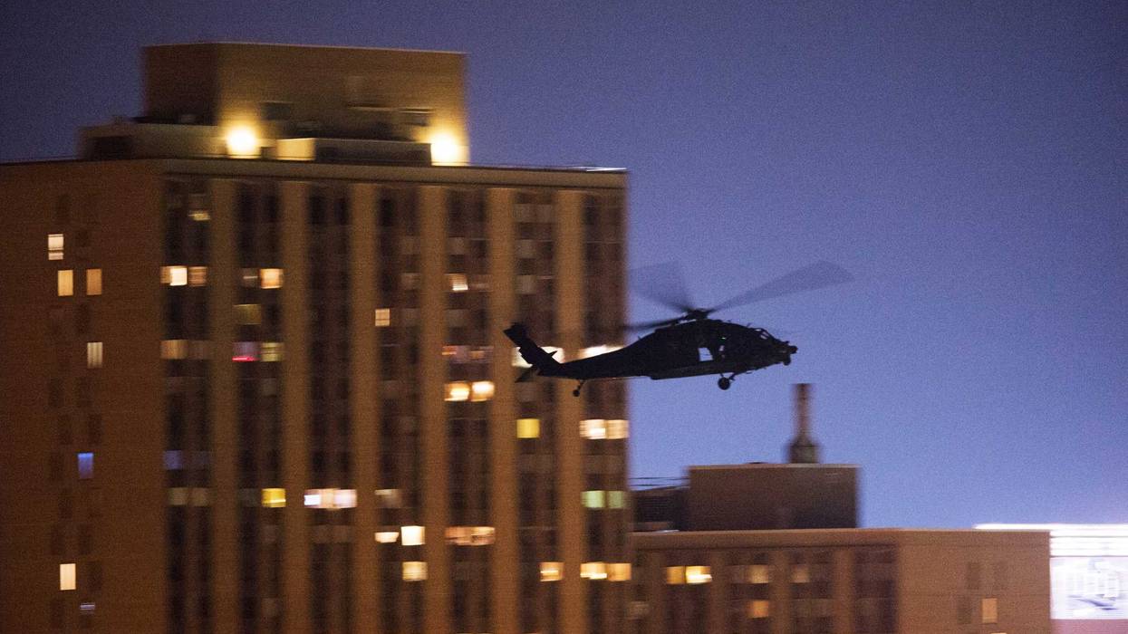 Helicopter in downtown Minneapolis