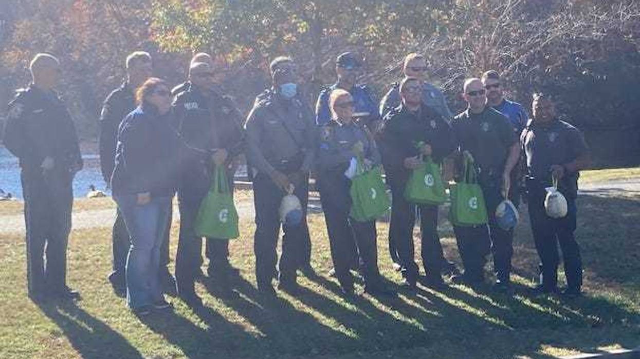 Henrico Police Officers Prepare to Deliver Turkeys
