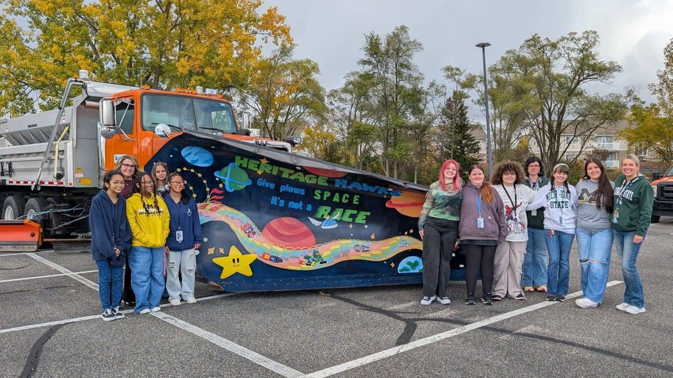 Heritage High School with snowplow