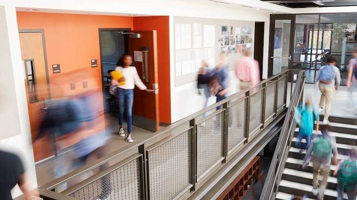 High School, Corridor, Stairs, Teachers, Students, Blurry