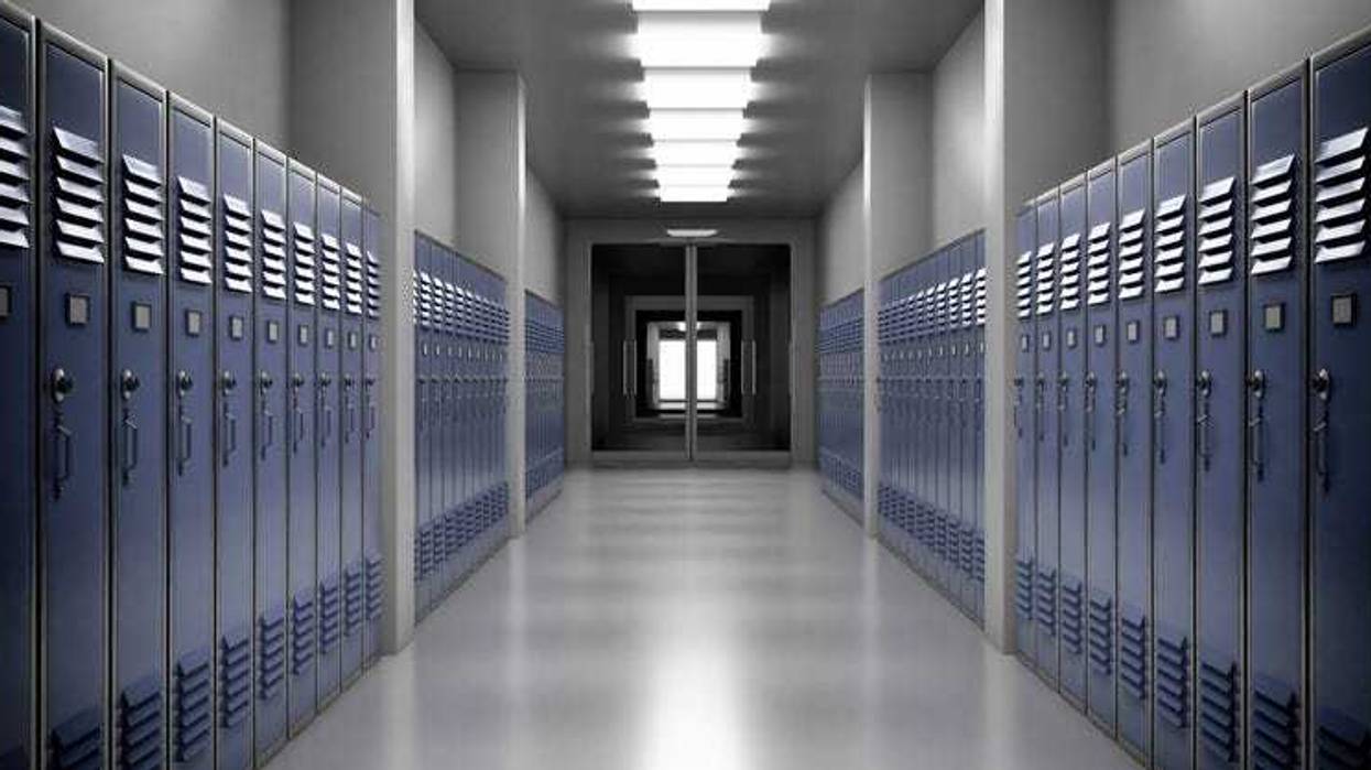 High school hallway.