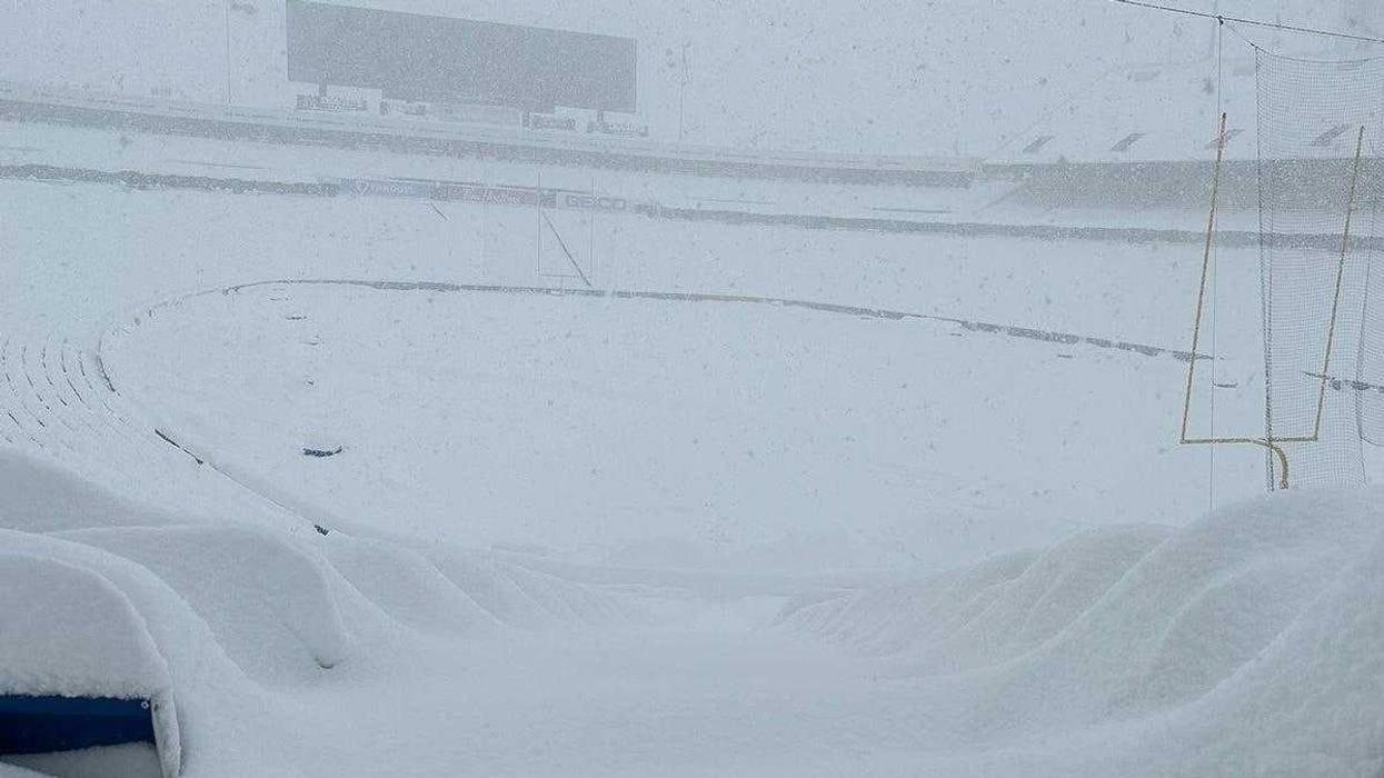 Highmark Stadium covered in snow