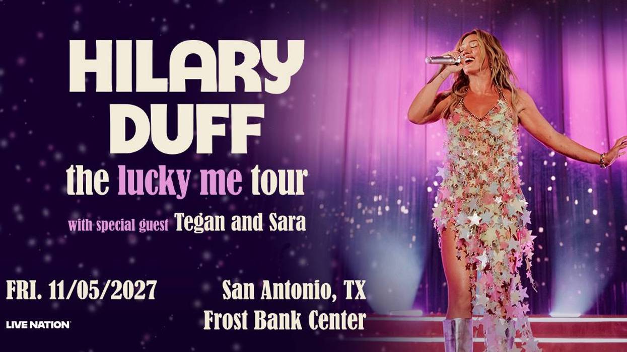Hilary Duff 'Lucky Me Tour' poster: Hilary sings in a star dress. Tegan and Sara. San Antonio 11/05/27.