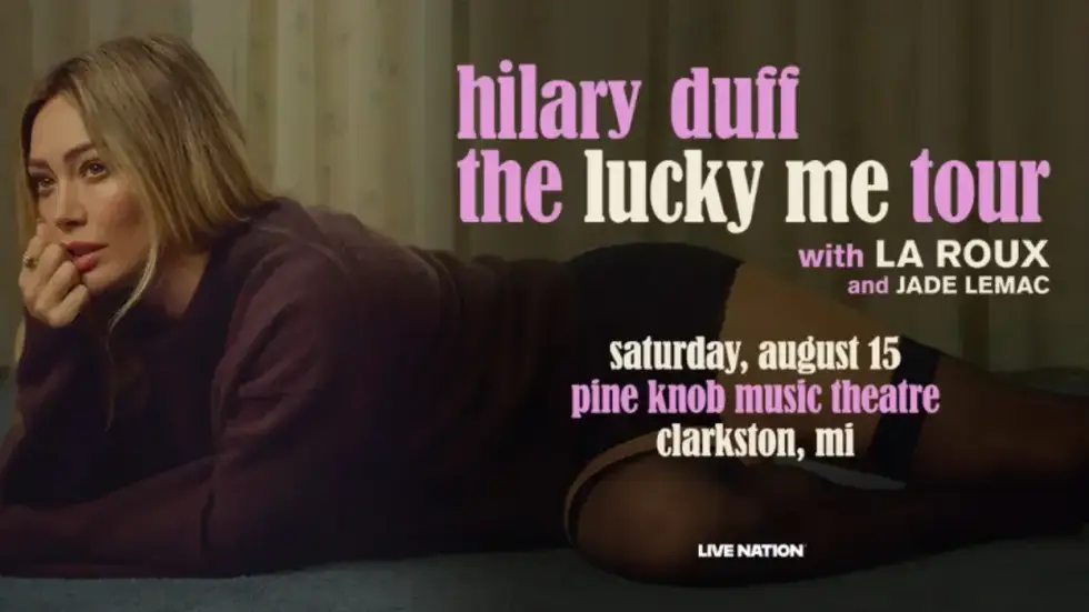 Hilary Duff, The Lucky Me Tour poster with La Roux & Jade Lemac. Sat, Aug 15 at Pine Knob Theatre, MI.