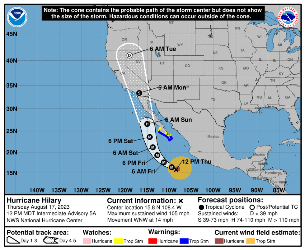 Hillary will become a major hurricane until it approaches the northern Baja - southern California coast this weekend. It will become a tropical storm by then...It