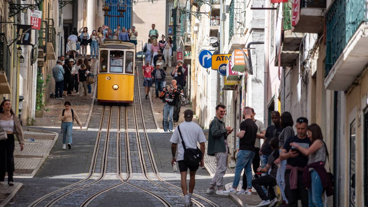 Historical Funicular da Bica in old town Lisboa