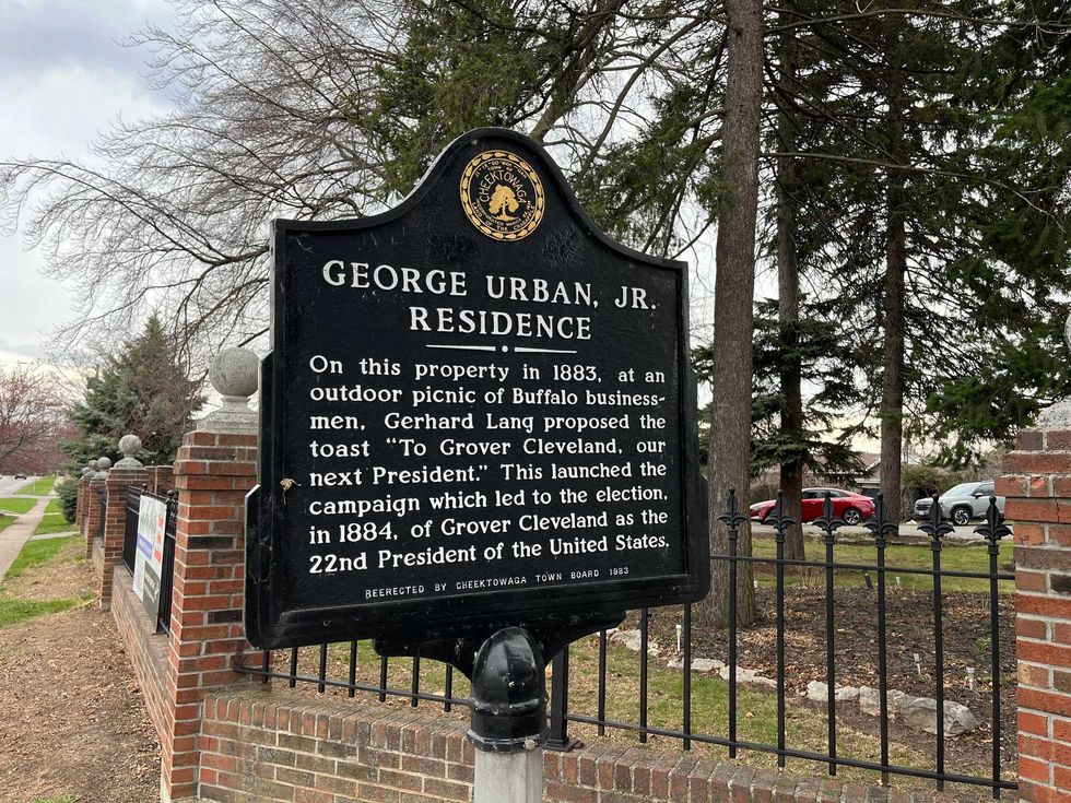 Historical marker where Grover Cleveland launched his presidential campaign