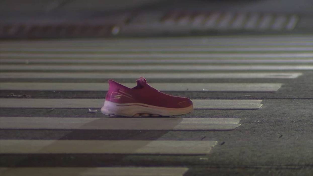 hit and run victim's sneaker lying in crosswalk