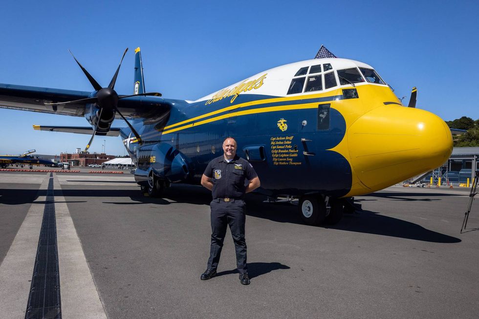 HM1 Brandon Crawford of Tacoma part of the flight team for the US Navy Blue Angels