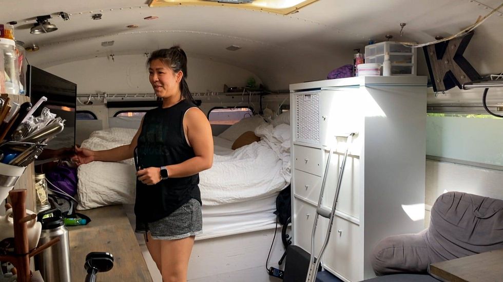 Hoang shows off her living quarters.