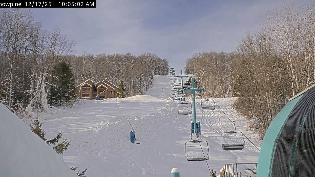 Holiday Valley Snowpine web camera looking up at The Wall, Ellicottville, N.Y.